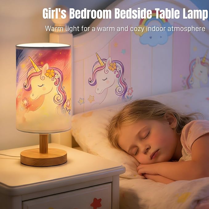 Unicorn Lamp,Unicorn Gifts for Girl,Kids Table Lamp for Bedroom Girls Bedside Lamps,3 Colors Dimmable LED Nightstand Night Light with Flaxen Fabric Shade Desk Lamp for Boys Girls Room Nurser Decor
