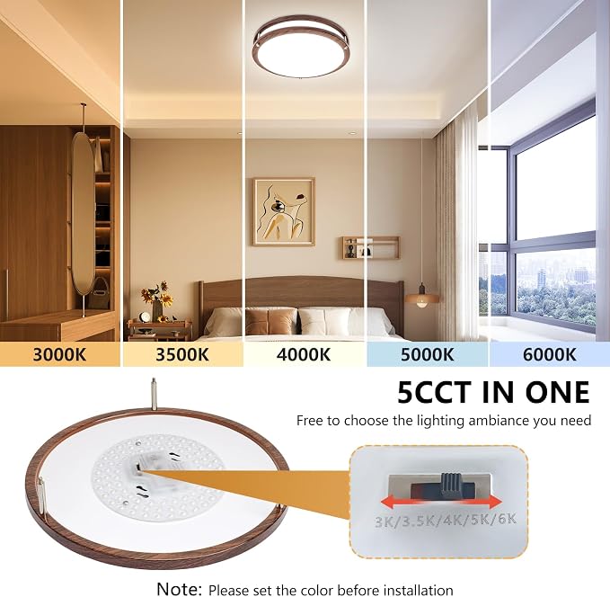 Flush Mount Ceiling Light - 2 Pack 14″‌ 36W 3000K/3500K/4000K/5000K/6000K Dimmable Led Ceiling Light Fixture for Kitchen Hallway Bedroom Bathroom (2, Nussbaum, 14 Inch)