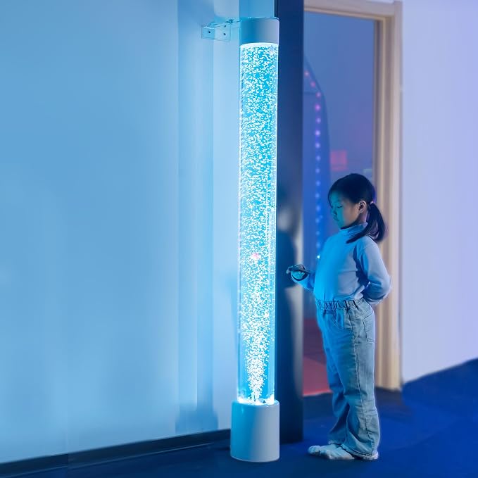 6FT Super Large Sensory Fish Bubble Light Tube, Wall Mountable Aquarium Column with Remote & 8 Color Changing Lights – Calming Sensory Night Light for Kids, Adults, and Special Needs