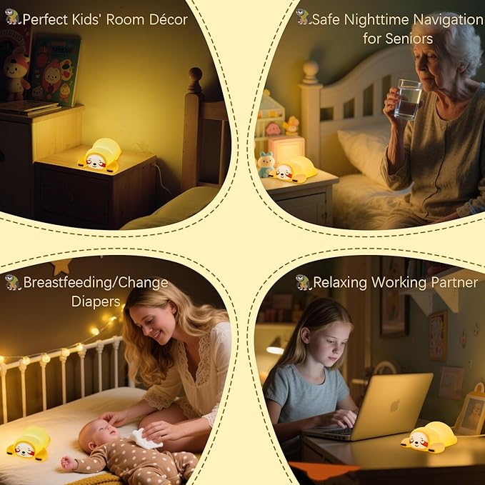 Cute Sloth Gifts Night Light, Funny Sloth Lamp, Rechargeable Squishy Dimmable Weird Nightlight, LED Novelty Animal Cute Stuff, Room Dorm Décor, Silicone Touch Light Up Sloth for Baby Kids