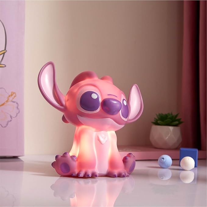 Idea Nuova Disney Stitch Angel Squishy Night Light 6" LED Soft Mood Lamp for Decor, Kids Bedrooms, Collectors & Gift Giving
