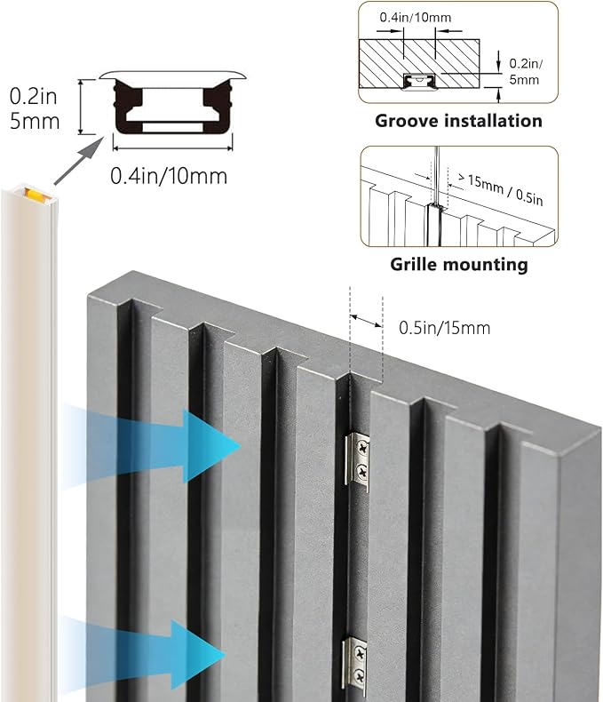 V4light Top-Emitting Silicone Linear LED Strip Light, 16.4ft, 2700K–6500K, CRI90+, Dot-Free & Dimmable, 12V Low Voltage, for Slat Wall Lighting, Under Cabinet, Display Cabinet & Modern Interiors