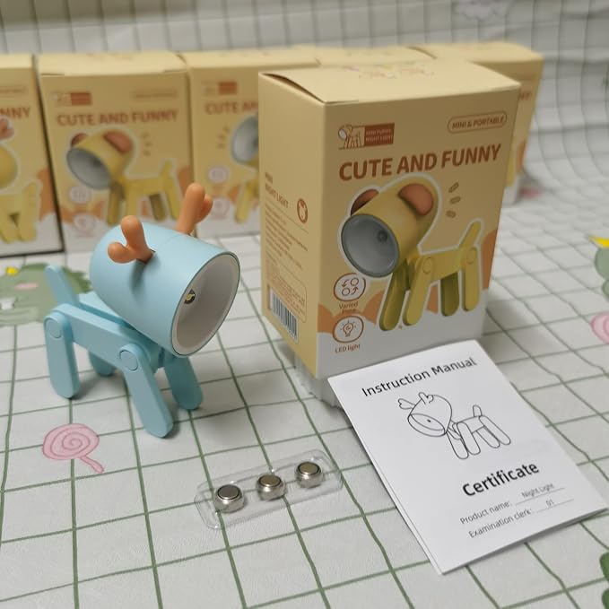 Cute Night Light for Kids, Mini Led Table Desk Lamp, Decorative Lamp Indoor Nightstand, Animal Pet Nightlights, Christmas Decorate Birthday Gifts for Children, Students (1 x Blue Deer)