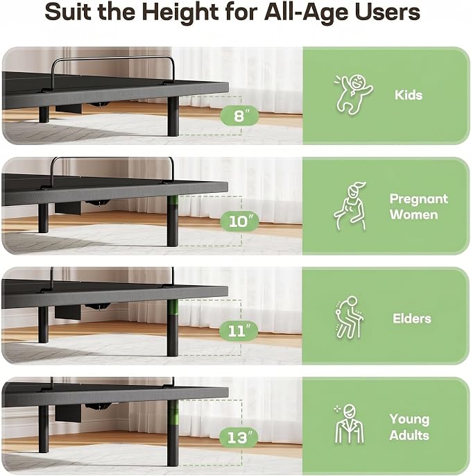 Marsail MS01-2 Twin XL Adjustable Bed Base – Massage, App Control & Under-Bed Nightlight, 4-Height Adjustable Frame, 3-Minute Tool-Free Assembly, Wireless Control