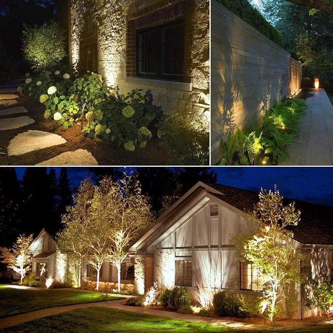 SUNTHIN Outdoor Landscape Lighting, 12 Pack LED Spot Lights Kit, Warm White | IP65 Waterproof, Extendable, Connects up to 20 lamp heads, for Garden, Yard, House, Lawn, Tree, Flags, Fence Use