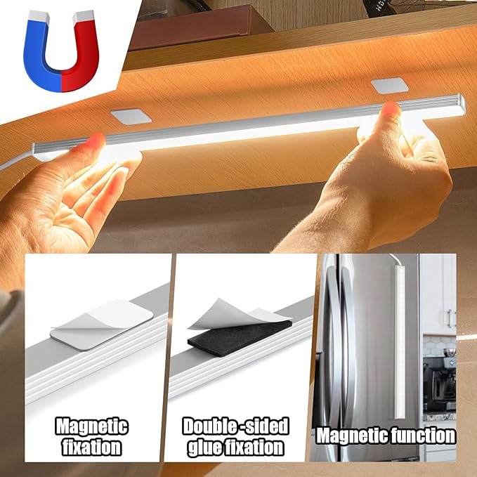 Under Cabinet Lights, 12 Inch Plug in Under Cabinet Lighting, LED Closet Lights, 6000K Cool White Light, Ultra Thin Dimmable Light Bar, Suitable for Kitchen Desk Closet Workbench