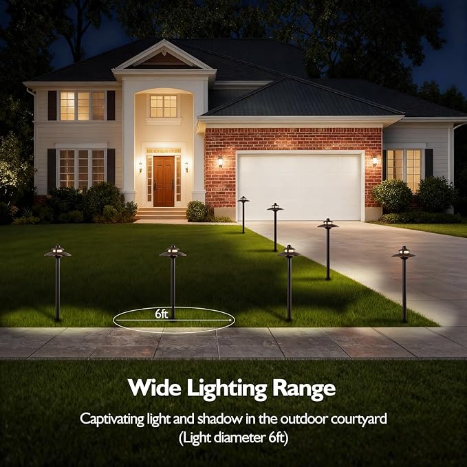 LITFIT Low Voltage Landscape Lighting, 3CCT (2700K/3000K/4000K) 12V 3.87W 83lm Pathway Lights, Oil Rubbed Bronze Die-Cast Aluminum Hardwired Walkway Light with Connectors for Garden Yard, 4 Pack