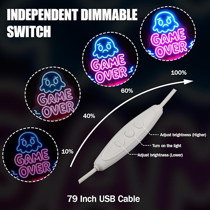 Gamer Neon Sign Blue Pink Led Light Signs Letter Neon Lights Bar Signs for Wall Decor USB Light Up Sign for Boys Gift Bar Man Cave Party Club Gaming Room