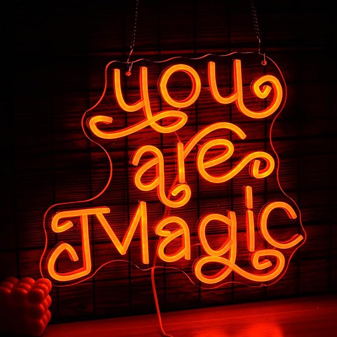 You Are Magic Neon Sign Orange Cute Letters Led Light Up Sign for Wall Decor USB Powered Dimmable Magic Neon Light for Bedroom Bar Classroom Office