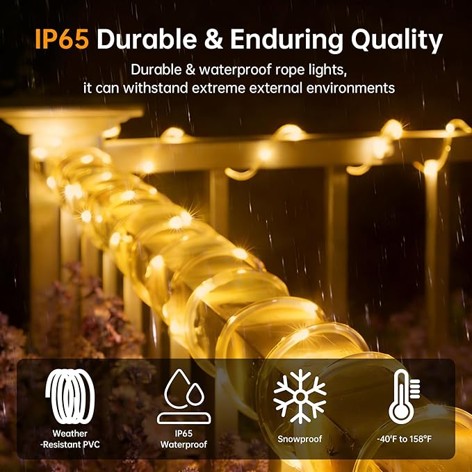 Solar Roep Lights for Outside, 2 Packs Total 66ft 200 LED Solar String Light with 8 Modes, Waterproof Solar Outdoor Light for Patio Garden Party Tree Proch Pool Holiday Xmas Decor-Warm White