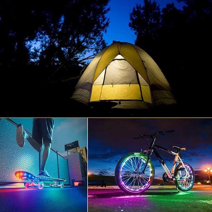 Two Sets 13.2ft Battery Powered LED Strip Lights, RGB Color Changing LED Lights with 3-Key Controller, AA Battery Operated Flexible Light Strip for Bedroom, TV Backlight, Closet, Camping(2)