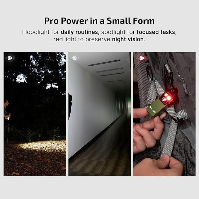 OLIGHT Oclip Pro Rechargeable EDC Clip-on Flashlight, OD Green | Red Light, 500 Lumens Floodlight, Spotlight, Pocket-Sized, USB-C Charging, Magnetic, for Work, Signaling, Outdoor or Home Use