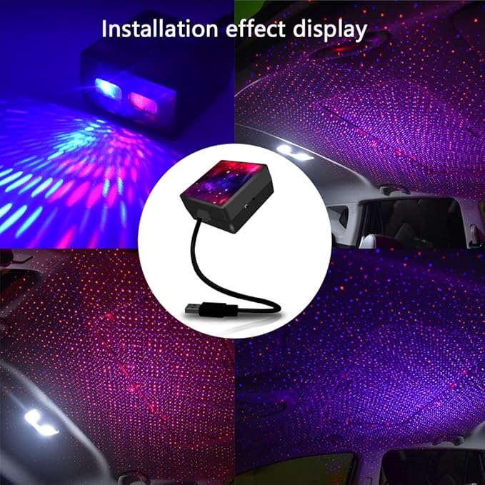 USB Star Projector Night Light Car Roof Light Adjustable Interior Car Light Portable Car LED Light 2 Colors Plug and Play Auto Ceiling Interior Light Star Light for Cars Bedroom Roof Party Home Decor