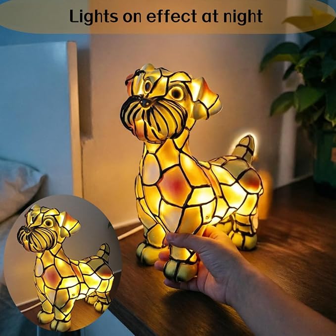 Schnauzer Dog Table Lamp, 2026 New Series Art Lamp, Colored Resin Vintage Lion Dog Lamp, Resin Bedside Table Lamp, Cute Pet Dog-Themed LED Lamp, Suitable for Bedroom, Cozy Animal Night Light