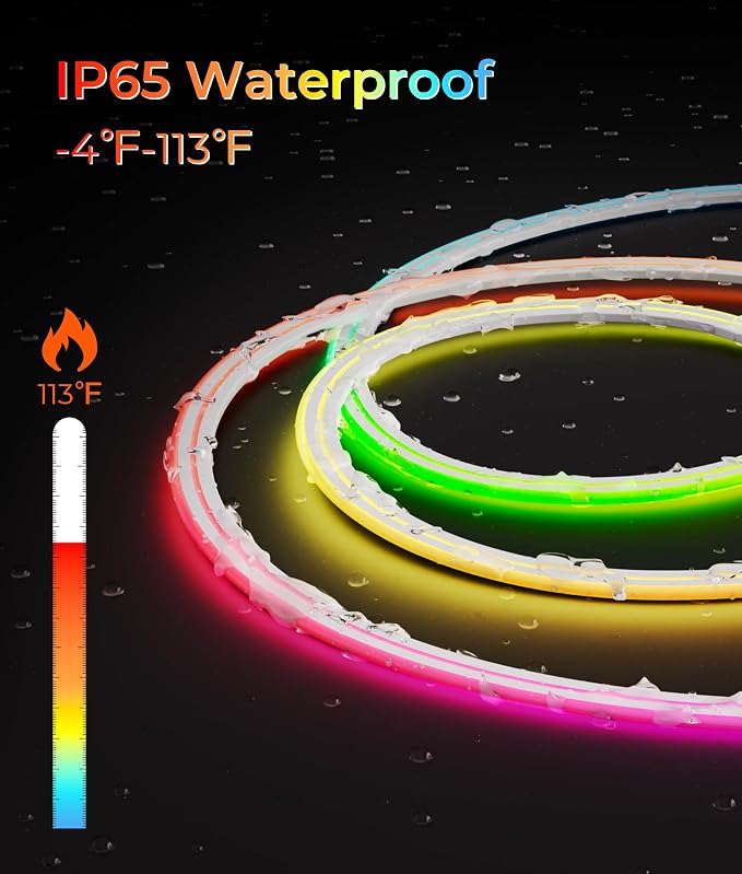 Led Neon Rope Lights - 16.4FT Flexible Led Rope Lights RGB IP65 | Outdoor Neon Multiple Modes, Music Sync Gaming Strip for Bedroom Wall Decor Indoor/Outdoor