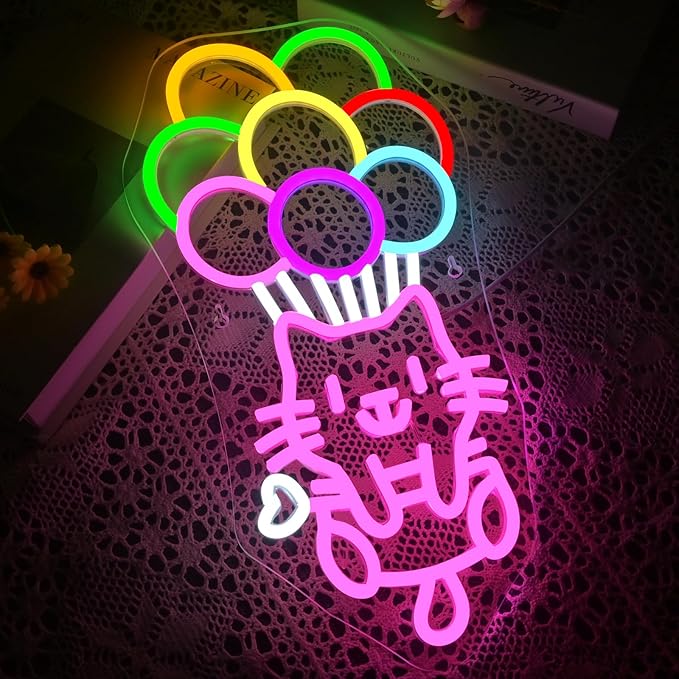Ball Cat Neon Sign Wall Decor Ball Cat Neon Light Bedroom Wall Decor Suitable for Classroom Book Party Library Decoration Reading Room Bookish Decor Gift