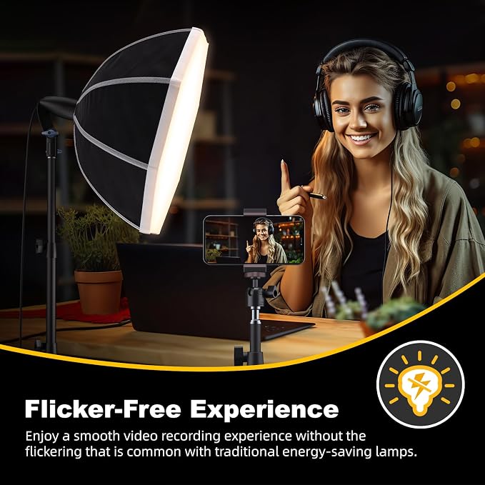 LINCO 20"x20" Softbox Lighting Kit with 85W LED Bulb & Adjustable Tripod | Professional photography lighting kit, ideal for photo light studio, video recording & live streaming