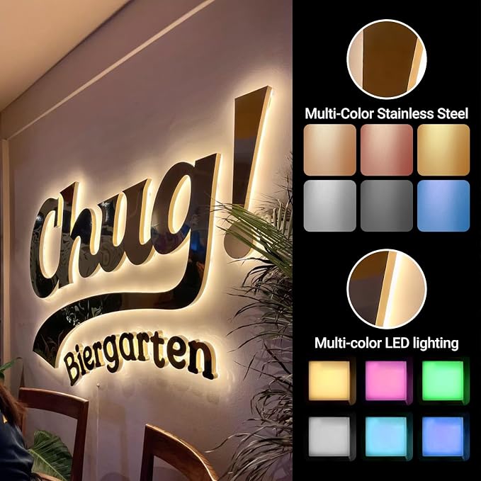 Large Custom Sign for Wall, Professional Personalized 3D Business Dorm Name Sign, Business Logo Sign for Salon Studio Reception Wedding Birthday Party Gift Storefont Bar Bedroom (Custom Backlit Sign)