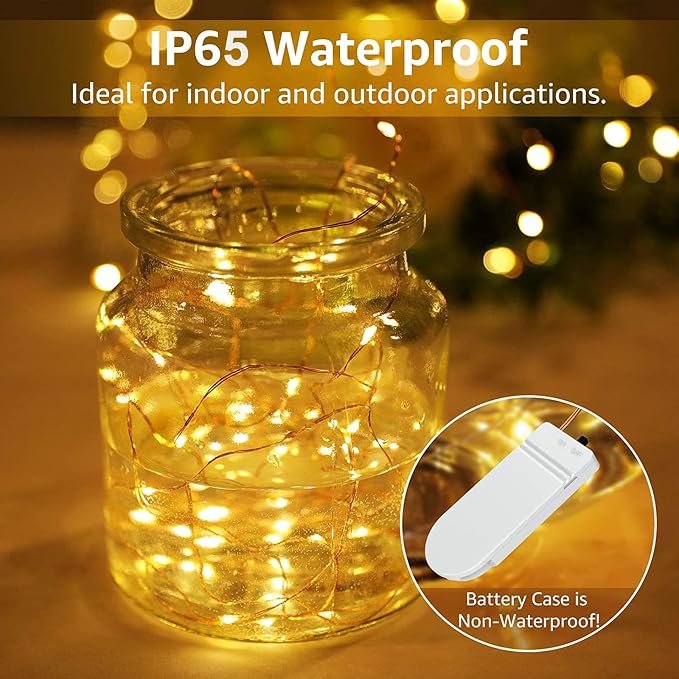 16 Pack Fairy Lights Battery Operated 7ft 20 LED String Lights Mini Twinkle Lights Silver Wire Firefly Starry Lights for DIY Mason Jar Wedding Centerpiece Table Party Christmas Decorations, Warm White