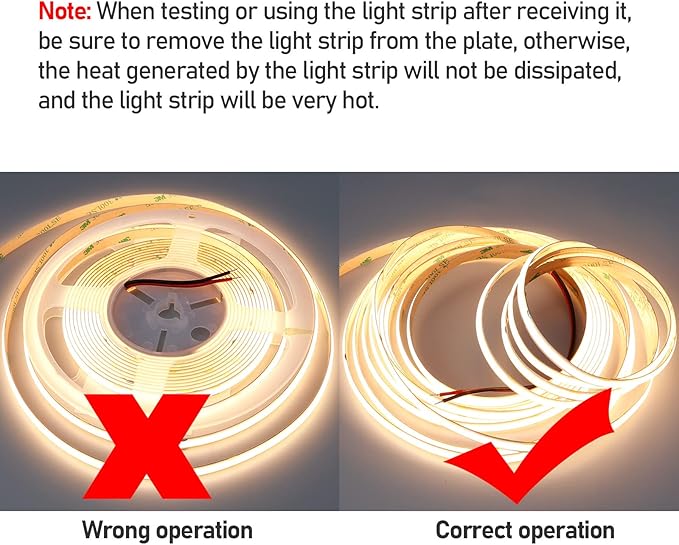 24V COB LED Strip Light Warm White 3000K 5M/16.4ft 2400LEDs 4500Lm Uniform Glow CRI 93+ Flexible IP20 Not Waterproof LED Tape Lights for DIY Cabinet Bedroom Kitchen Home Decor(No Power Supply)