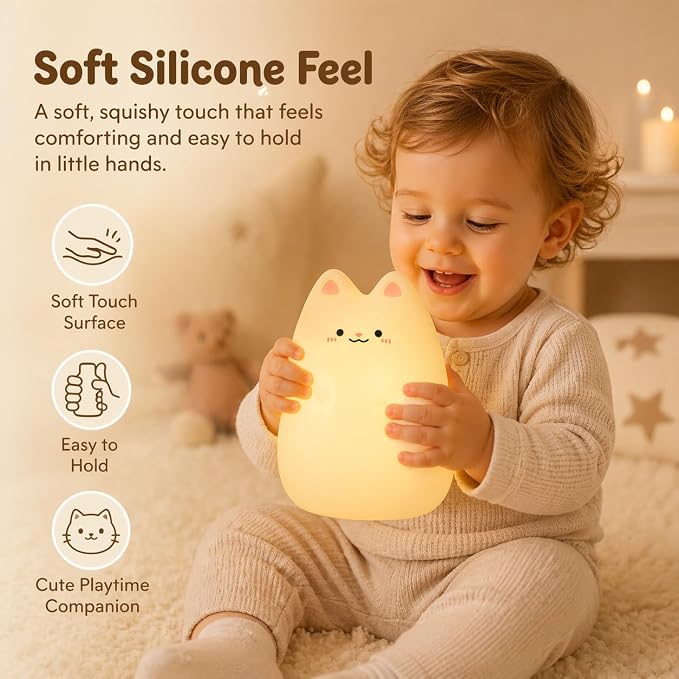 ShaArkMango Cat Night Light for Kids, Baby Nursery Night Lamp with Remote | Color-changing, Stepless Dimming, 1 Hour Timer for Toddler Dedroom, Rechargeable Nursery Nightlight for Breastfeeding