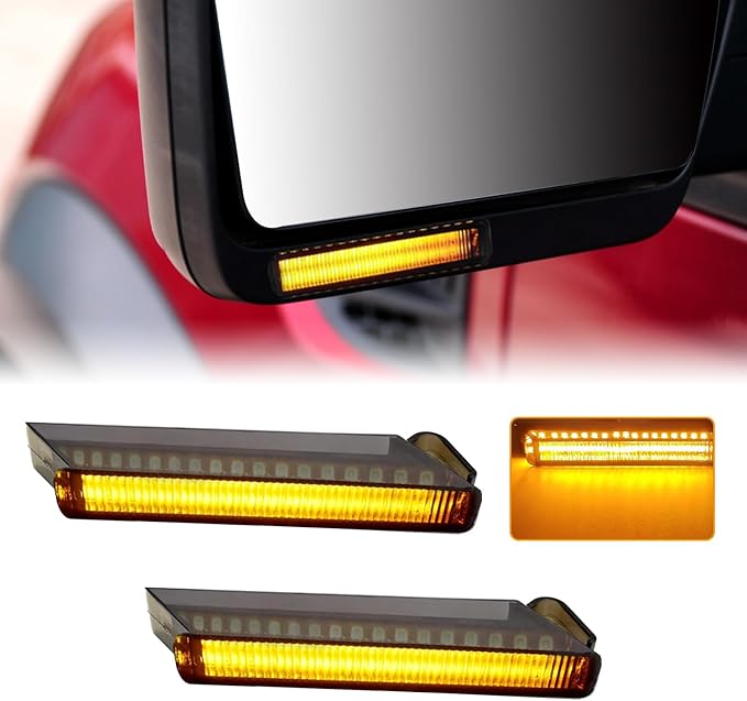 2pcs Sequential Right Left LED Side Mirror Turn Signal Light Smoked Lamps for 2004-2014 Ford F150 Expedition Lincoln Mark LT Amber Flowing led Lights