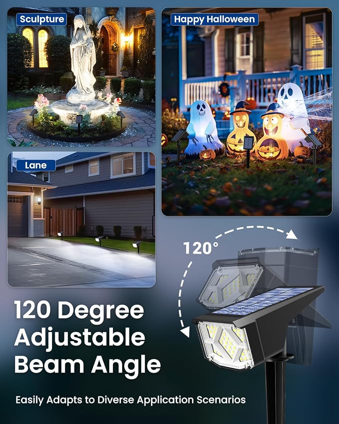 SOLPEX Solar Spot Lights Outdoor Waterproof 10 Pack Cool White | Solar Landscape Spotlights Outdoor, Compact Design Spot Lights, Flood Lights for Garden Yard Pathway House Tree Outside