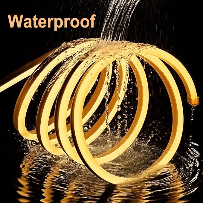 ‌50FT LED Rope Light Warm White Waterproof Outdoor/Indoor Flexible String Lights for Patio Decoration, Garage, Bedroom, Party, Holiday Plug-in bright led strip ETL Certified amazing beautiful lighting