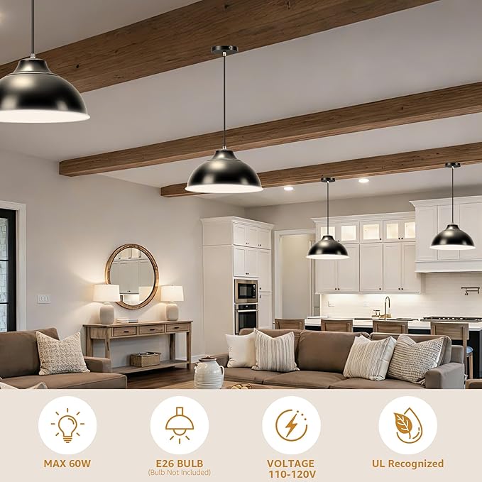 Black Pendant Lights Kitchen Island,Hanging Pendant Light Fixtures,Kitchen Pendant Lighting Over Island