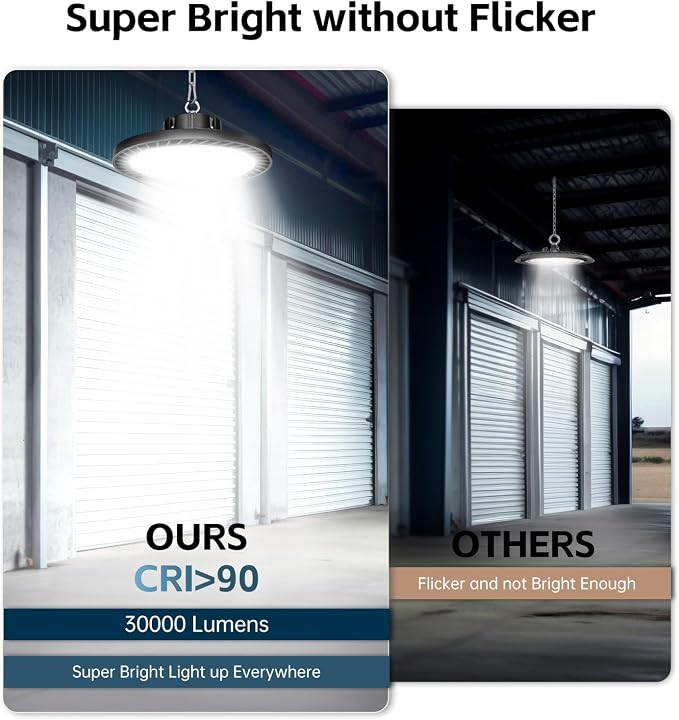 lvsdak UFO LED High Bay Lights 200W 30000LM 5000K 6 Pack | with Plug Suitable for Warehouse Workshop Factory Gym Garage Barn AC100-277V