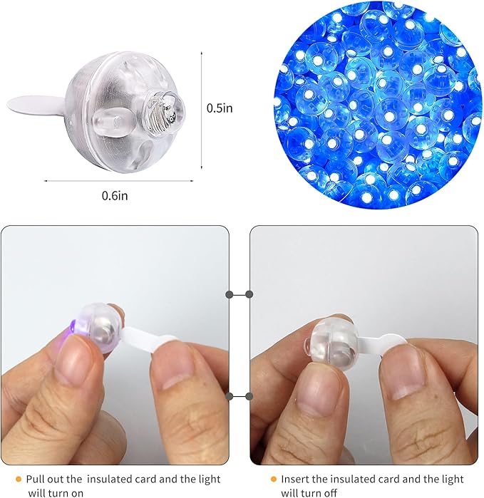 Aogist 200Pcs Blue Balloon Lights with Hook,Long Standby Time,Waterproof Mini Light for Birthday Party Wedding Christmas Halloween Easter Decorative (Steady)
