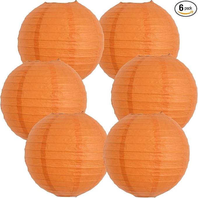 BEISHIDA 12 Inch Orange Paper Lanterns 6Packs Hanging Round Chinese Lantern | Paper lanterns party decorations,Chinese/Japanese Paper Lanterns,Birthday,Wedding,Christmas,Home decorative outdoor