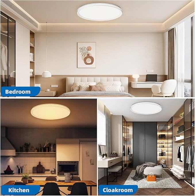 15 Inch LED Flush Mount Ceiling Light,Modern Ceiling Light | 35W 4000LM 5CCT 2700-5000K Selectable, Dimmable Ceiling Lights for Kitchen,Bedroom, Living Room,Office