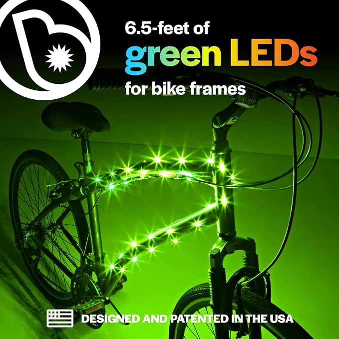 Brightz CosmicBrightz LED Bike Frame Rope Light - 6.5-Foot String Rope - Battery-Powered with On/Off Switch - Ultra Bright Color Keeps Your Ride Fun and Safe for Kids, Teens, & Adults