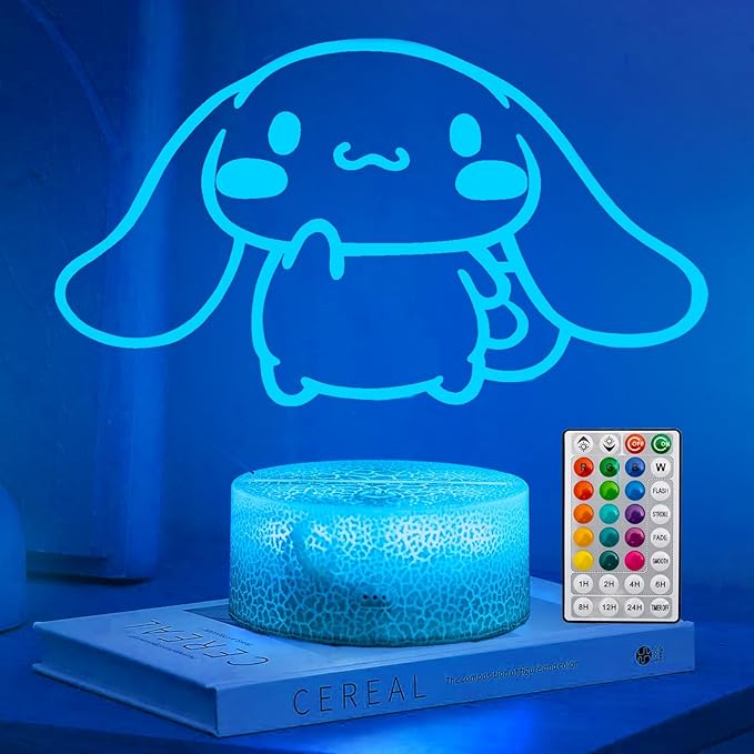 16 Colors Cartoon Night Light, Anime Character Change Decor Lamp with Remote, Dim, Timer, Fans Kids Gifts for Christmas Birthday Boys Girls