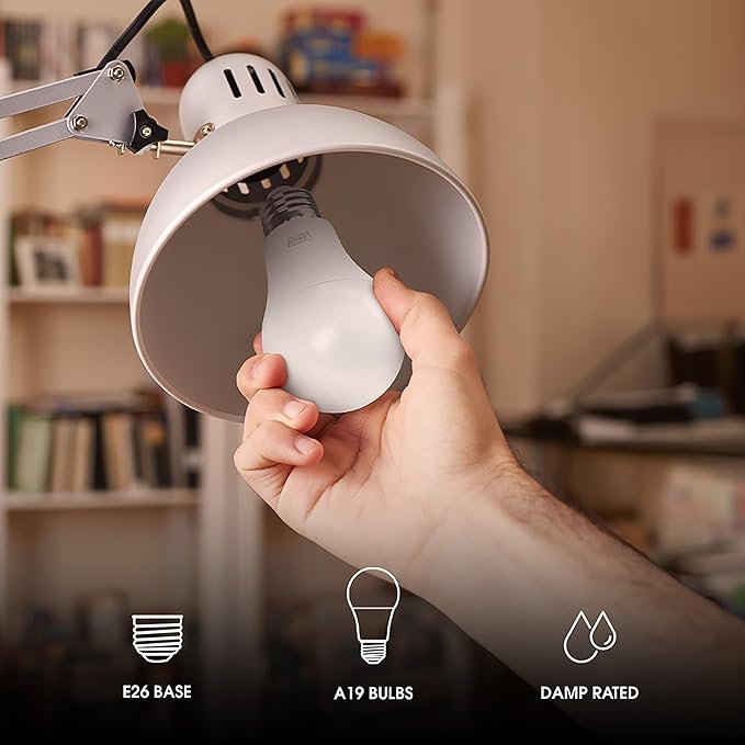 Feit Electric A19 LED Light Bulb, 60-Watt Equivalent Garage Bulb, 800 Lumens, E26 Medium Base, 3000K Bright White, Instant On, General-Purpose Household Lighting, 11,000-Hour Lifetime, 4 Pack