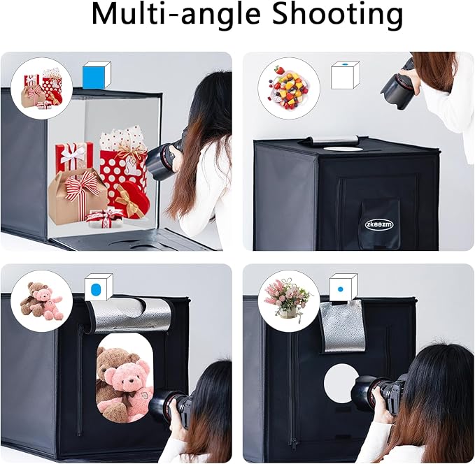 Photo Studio Light Box, 20"x20" Professional Photography Photo Light Box with 160 LEDs Lights & 4 Color Backgrounds for Product Picture Photography