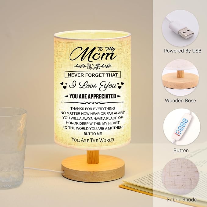 WSYEAR Birthday Gifts for mom from Son-Table Lamp Mom Gifts from Daughter for Mother Night Light Present for Mom Mothers Day Valentines Day Christmas
