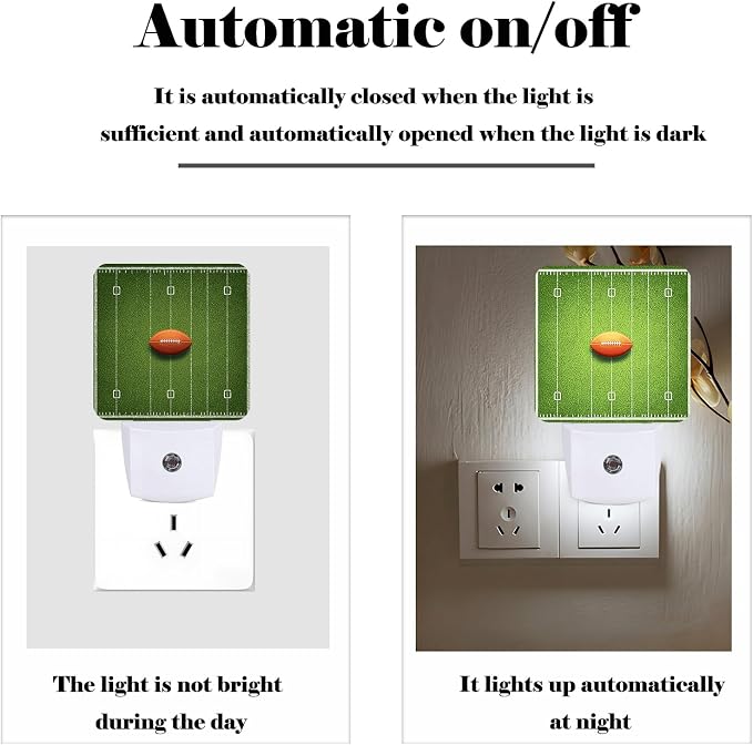 American Football Night Light,Plug-in Nightlights Auto Sensor Night Lamp Dusk-to-Dawn Lamp Home Decor for Nursery Children Girls Boys