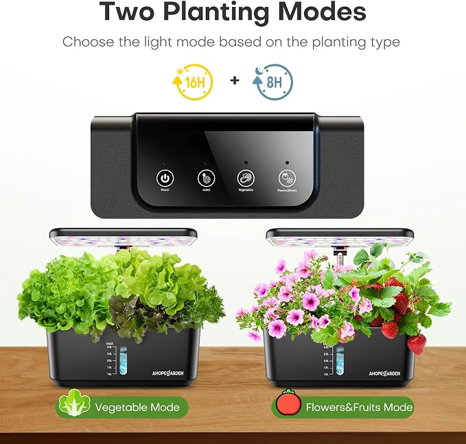 Indoor Garden Hydroponics Growing System: 10 Pods Kit with LED | Plant Germination Kit Herb Vegetable Growth Lamp Countertop, Hydroponic Planter Grower Harvest Lettuce for Healthy Home Cooks