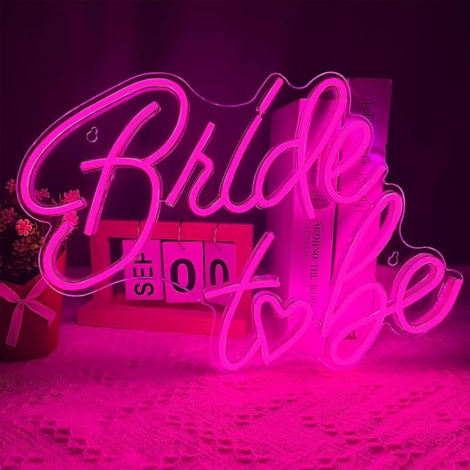 Bride to be Neon Sign, Pink LED Neon Light Signs USB Wedding Light Signs for Bridal Shower Bachelorette Engagement Party Backdrop