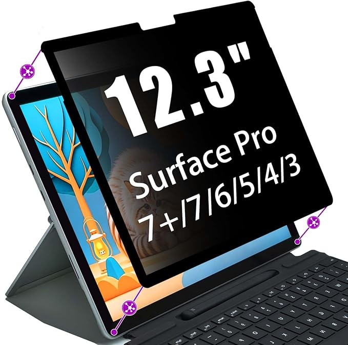 Privacy Screen for Microsoft Surface Pro 7,6, 5,4 - Privacy Screen Protector Surface Pro 7,6, 5,4 Screen Protector - Fully Removable,Easy to Install,Reusable,No Bubbles Screen Protector