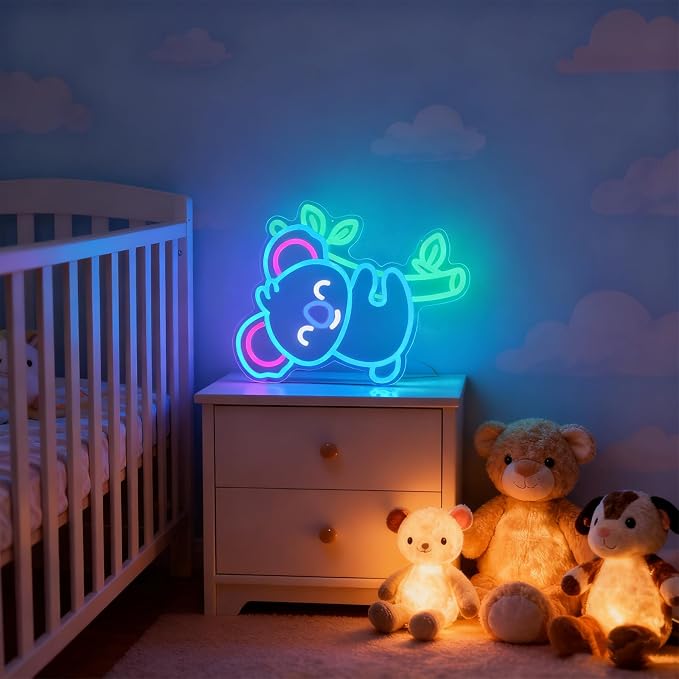 Koala Neon Sign Dimmable LED Animal Neon Sign for Kids Room Wall Decor | Cute Koala Design Creates a Cozy Atmosphere for Nursery Baby Room Playroom Bedroom Office Animal Theme Decorations Gift Ideas