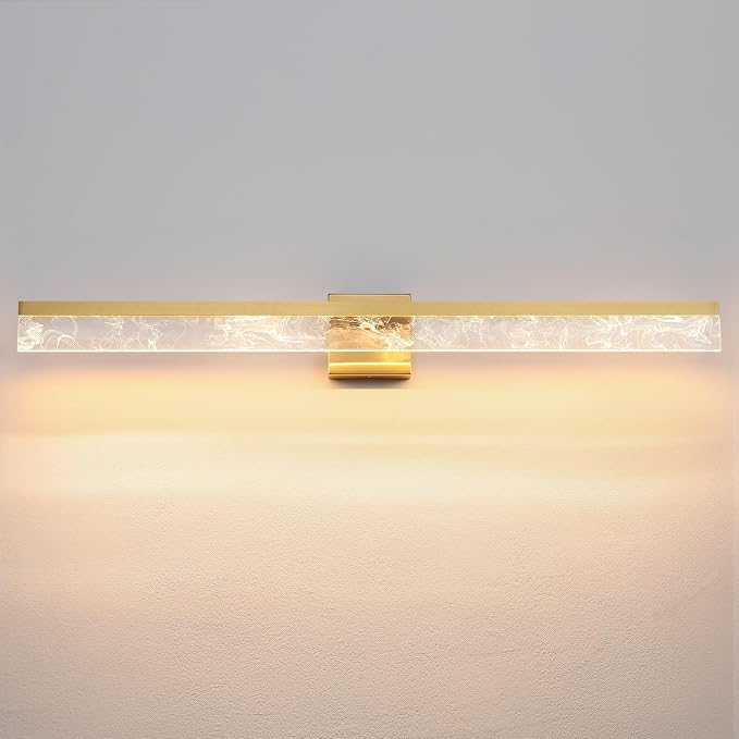 AIJIASI 39-Inch Brushed Gold Vanity Light Fixture, 28W Dimmable LED Modern Light Bar for Bathroom Mirror, Restroom, Bedroom (3000K)
