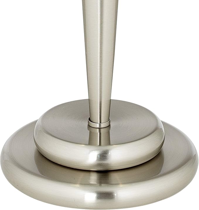 Deco Dome 17" Small Table Lamp Touch On-Off Accent Brushed Nickel | Frosted White Glass Modern Living Room Bedroom House Bedside Nightstand Home Office Reading Family