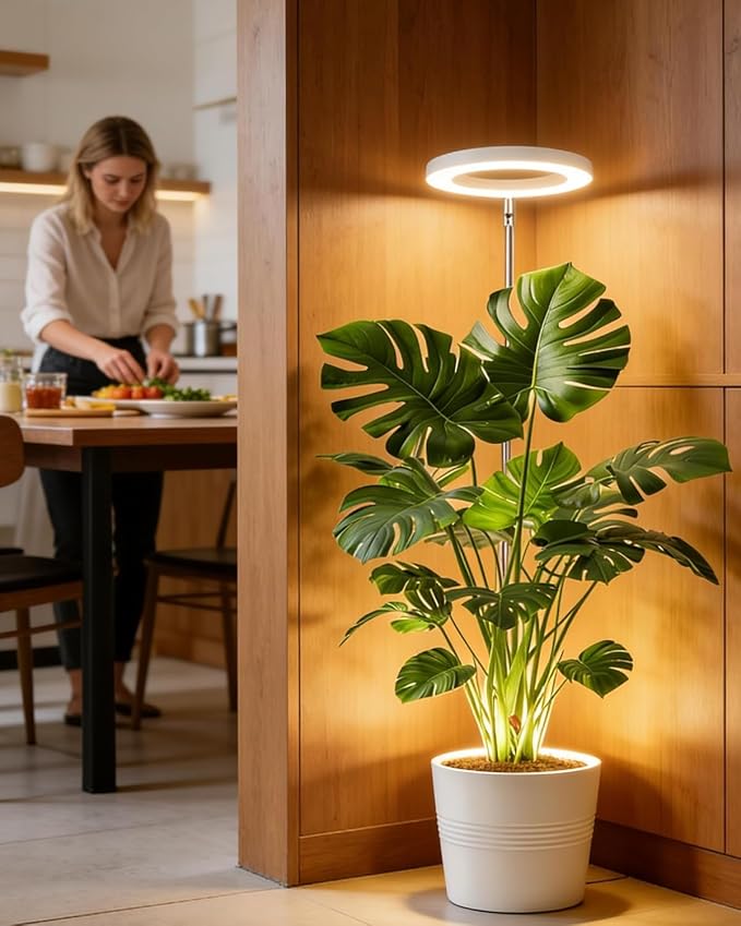 Plant Grow Light,LED Growing Light Full Spectrum for Indoor Plants,Aluminum Black Plant Lights,Height Adjustable, Automatic Timer, 5V Low Safe Voltage
