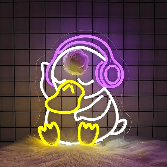 Neon Sign - Duck LED Neon Signs for Wall Decor, Cute Animal Light Up Led Sign for Bedroom, Party, Bar, Game Room & Home Room Decor