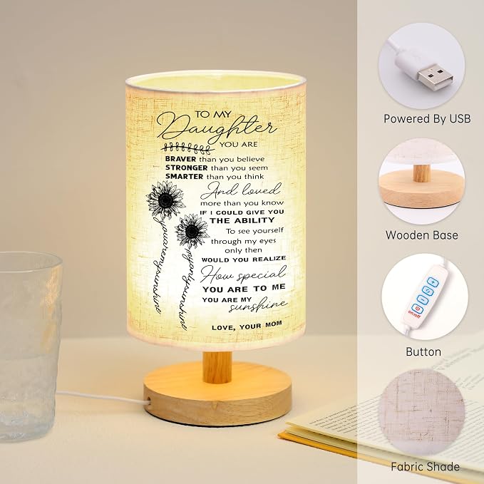 WSYEAR Daughter Gifts from Mom - Table Lamp Birthday Gifts for Daughter from Mom Girl Present Night Light for Bedroom Living Room Graduation Gifts