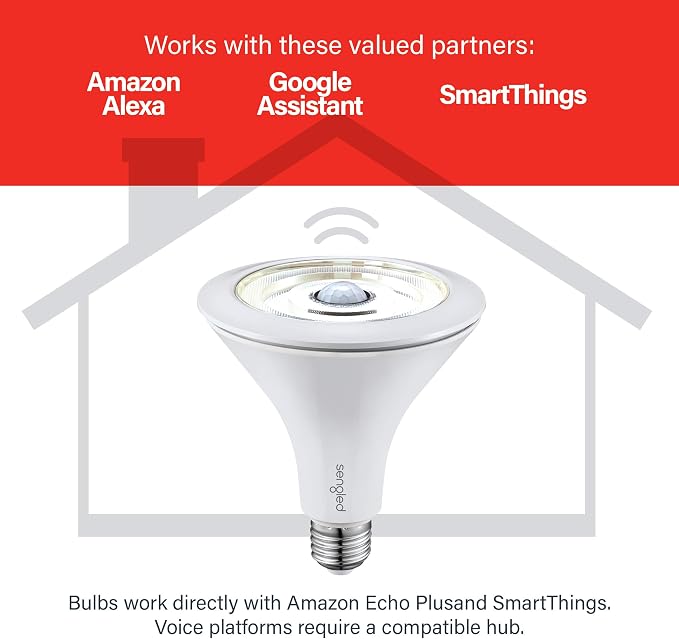Sengled Smart Flood Light Bulbs work with SmartThings Hub, Echo 4th, Echo Plus, Alexa, Google, Zigbee Hub Required, PAR38 Led Bulb Motion Sensor Light Outdoor, Dusk to Dawn, 3000K, 1200LM, 1 Pack