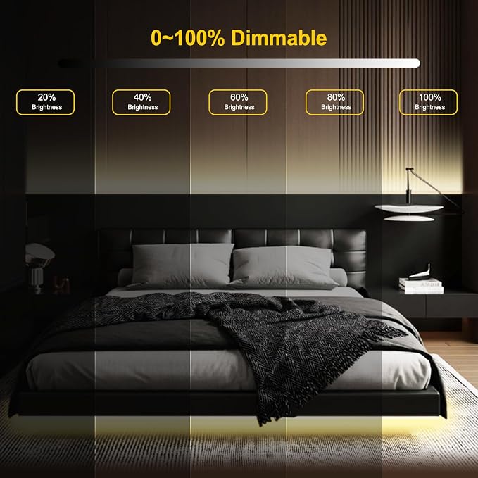Pandery COB LED Strip Light,CCT Dimmable Strips Light,2700K-6500K,6.56ft/2m,8mm Wide,CRI90+ 24V LED Strips Kit with Bluetooth APP Control/Music Mode,for Bedroom,Kitchen,DIY Lighting